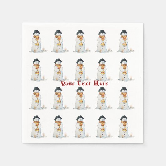 sneeuwscène met een fijne glimlach op kerst servet (Voorkant)