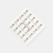 sneeuwscène met een fijne glimlach op kerst servet (Hoek)