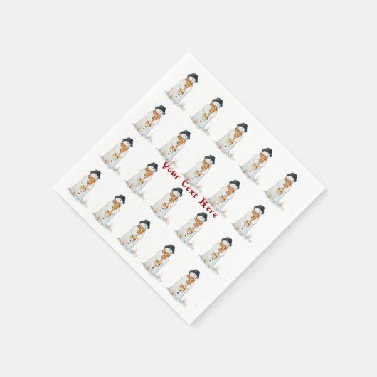 sneeuwscène met een fijne glimlach op kerst servet (Hoek)