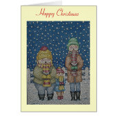 sneeuwscène met een grappige carol zanger op kerst (Voorkant)