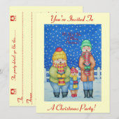 sneeuwscène met een grappige carol zanger voor ker kaart (Voorkant / Achterkant)