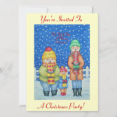 sneeuwscène met een grappige carol zanger voor ker kaart (Voorkant)