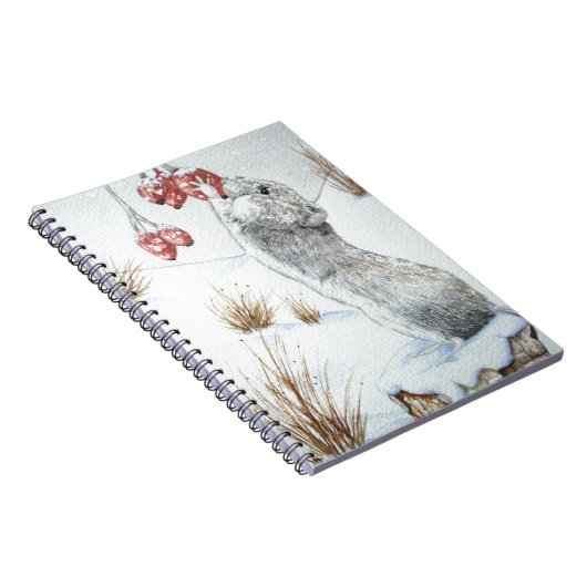 Sneeuwscène met een korte muis, seizoensgebonden w notitieboek (Rechterzijde)