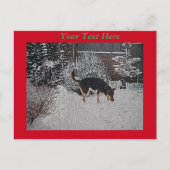 sneeuwscène met een schattige bruine hond op kerst briefkaart (Voorkant)