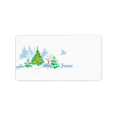 Sneeuwscène met kerstcadeautjes Label Sticker (Voorkant)