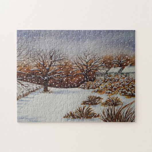 Sneeuwscène met kerstcadeautjes legpuzzel (Horizontaal)