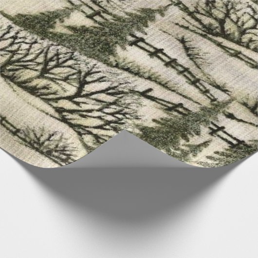 Sneeuwscène met kerstinslag cadeaupapier (Hoek)