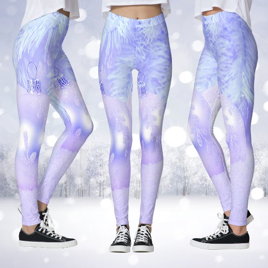 Sneeuwscène met Ornamenten en Blue Tint Snow Leggings