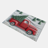 Sneeuwscène met rode truckdeurmat deurmat (Schuin)