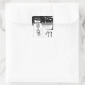 Sneeuwscène met schattige sneeuwpop voor Kerstmis Vierkante Sticker (Tas)