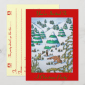 sneeuwscène met schattige vos en konijnen - kerstm kaart (Voorkant / Achterkant)