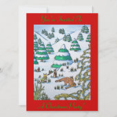 sneeuwscène met schattige vos en konijnen - kerstm kaart (Voorkant)