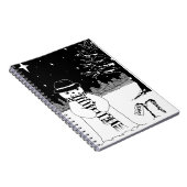 Sneeuwscène met zwarte en witte snoep notitieboek (Rechterzijde)