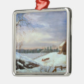 Sneeuwscène, New England Metalen Ornament (Links)