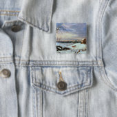 Sneeuwscène, New England Vierkante Button 5,1 Cm (In situ)