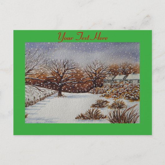 sneeuwscène op het platteland tijdens kerstmis feestdagenkaart (Voorkant)