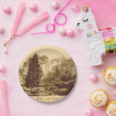 sneeuwscène park landschap originele sepia foto papieren bordje (Feest)