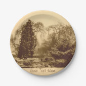 sneeuwscène park landschap originele sepia foto papieren bordje (Voorkant)