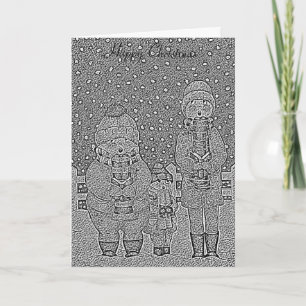 sneeuwscène rond kerst feestdagen kaart
