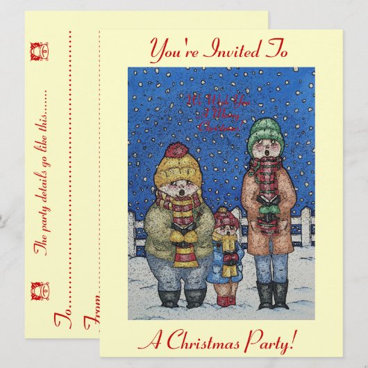 sneeuwscène rond kerst kaart (Voorkant / Achterkant)