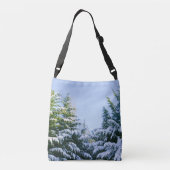 Sneeuwscène, sneeuwgroenen, medium crossbody tas (Achterkant)