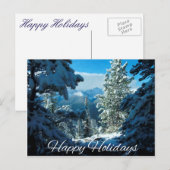 Sneeuwscène uit de bergen feestdagenkaart (Voorkant / Achterkant)