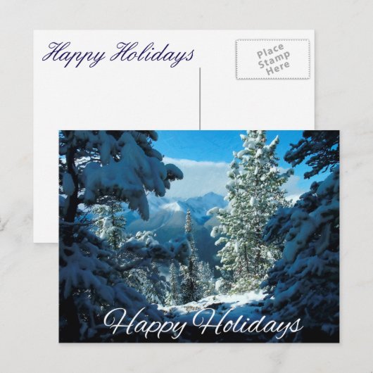Sneeuwscène uit de bergen feestdagenkaart (Voorkant / Achterkant)