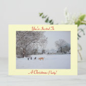 Sneeuwscène van honden in sneeuwlandschap met Kers Kaart (Staand voorkant)