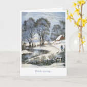  sneeuwscène verjaardagsgevouwen wenskaart kaart (Gele Bloem)