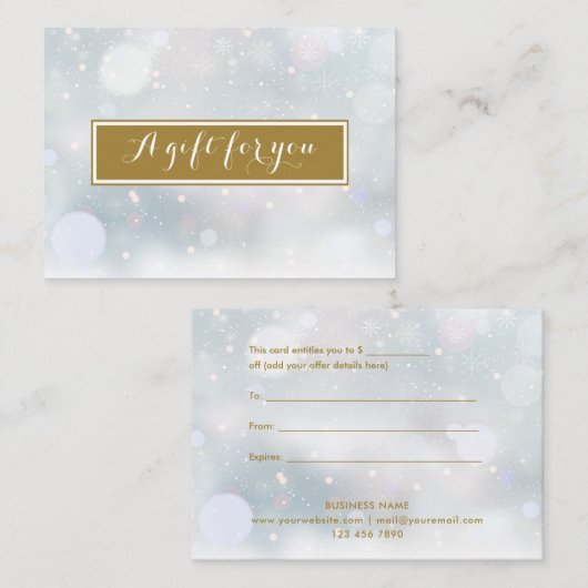 Sneeuwscène voor vakantiebedrijf kortingskaartje (Voorkant / Achterkant)