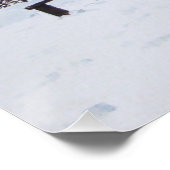 sneeuwscène winterlandschap met bomen en honden poster (Hoek)