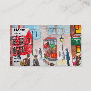 sneeuwscène winterschoorsteenveger G Bruce schild Visitekaartje