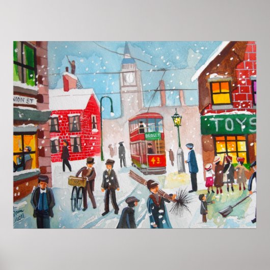 sneeuwscène winterschoorsteenveger G Bruce schilde Poster (Voorkant)