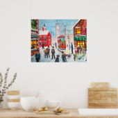 sneeuwscène winterschoorsteenveger G Bruce schilde Poster (Keuken)