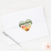 Sneeuwscèneffectnaam voor kerstFireplace Wereldbol Hart Sticker (Envelop)