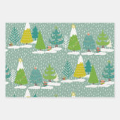 Sneeuwscènes Kerstbomen Vakantie Patroon Inpakpapier Vel (Voorkant 3)