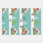 Sneeuwscènes Kerstbomen Vakantie Patroon Inpakpapier Vel (Voorkant)