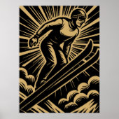 Sneeuwschaatser Retro Art Deco Poster (Voorkant)