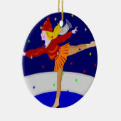 Sneeuwschaatser wereldbol keramisch ornament (Rechts)