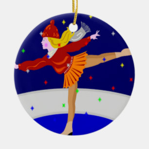 Sneeuwschaatser wereldbol keramisch ornament