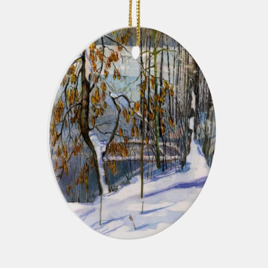 Sneeuwschilderij Waterverf Keramisch Ornament (Rechts)