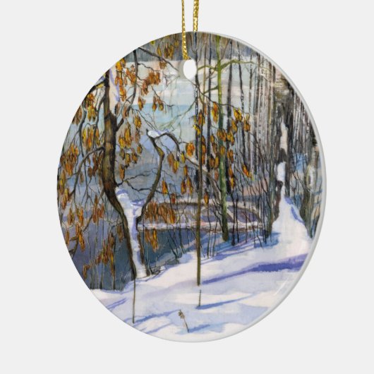 Sneeuwschilderij Waterverf Keramisch Ornament (Links)