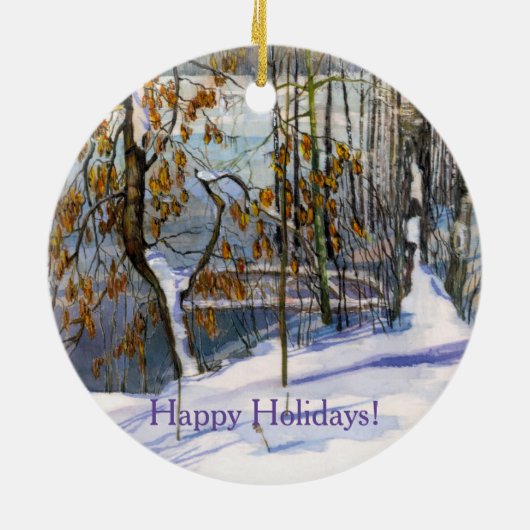 Sneeuwschilderij Waterverf Keramisch Ornament (Achterkant)