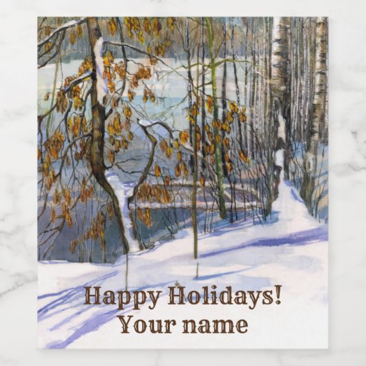 Sneeuwschilderij Waterverf Wijn Etiket (Enkel label)