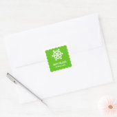 Sneeuwschilfers van groene kerst vierkante sticker (Envelop)