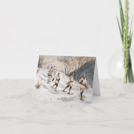 sneeuwschoeisel in Bossen Vakantiekaart Feestdagen Kaart