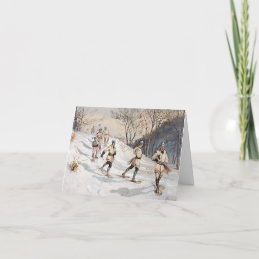 sneeuwschoeisel in Bossen Vakantiekaart Feestdagen Kaart (Voorkant)