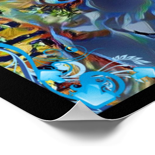 sneeuwschoen blauw bovennatuurlijk kat poster (Hoek)