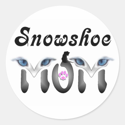 Sneeuwschoen mam geschenken ronde sticker (Voorkant)