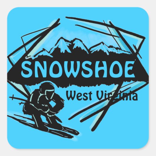Sneeuwschoen West Virginia blauw ski logo stickers (Voorkant)